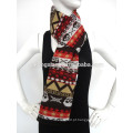 Womens Solid Color Viscose Material Escovado e Jacquard Skull Scarf With Fringe